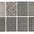 Square Rugs With Various Geometric Patterns In Black And White Design 3d model