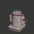 White Robot Character With Dome Head Antenna And Stable Base Structure Design
