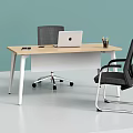 Modern Office Workspace With Multiple Desks Black Chairs And Shelves With Books Decorations