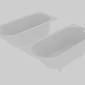 Elegant White Rectangular Freestanding Bathtub With Sleek Surface And Four Legs