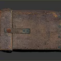 Vintage Leather Trunk With Brass Rivets And Decorative Lock For Storage