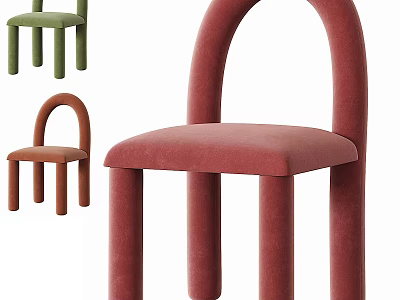 Modern Stylish Accent Chairs With Curved Back Cylindrical Legs Green Brown Pink Hues 3d model