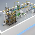Industrial Processing Facility 3D Model With Pipes Tanks And Equipment
