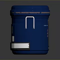 Blue Metal Cylindrical Bucket With Orange Trim Round Lid And Handle