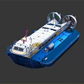 Blue And White Hovercraft With Top Fans And Streamlined Hull 3d model