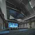 Modern Monitoring Room Interior Design With Large Display Screen Conference Tables And Chairs