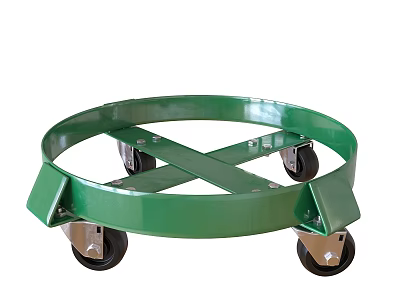 Green Round Mobile Hardware Tool Stand With Four Wheels And Stable Base 3d model