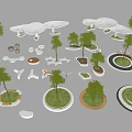 Modern tree pool curve tree pool stool 3d model