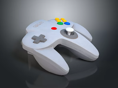 Classic Gray Game Controller With Colorful Buttons Cross Key Joystick And Ergonomic Design 3d model
