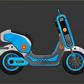Modern Blue and Gray Scooter with Orange Accents Black Seat and Stylish Wheels