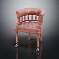 Classic Leather Single Sofa With Wooden Frame Curved Armrests Tufted Design And Rollable Wheels