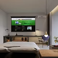 Spacious Hotel Guest Room with Modern Bed TV Balcony Natural Light and Decorative Painting