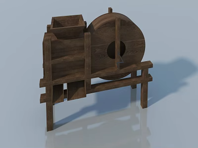 Wooden Swing Door With Classic Frame And Sturdy Structure Design 3d model