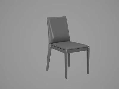 Modern Gray Leather Dining Chair with Sleek Design and Slim Legs 3d model