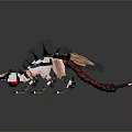Sci Fi Mechanical Dragon With Red White Black Color Scheme And Spread Wings 3d model