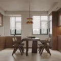 Modern Living Dining Room Interior With Brown Sofa Wooden Coffee Table Decorative Painting And Plant