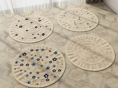 Four Round Rugs With Various Patterns For Home Decor 3d model
