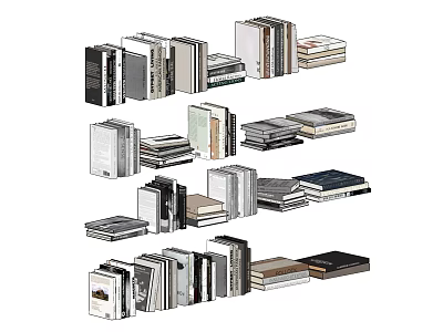 Assorted Stacked Books and Magazines Display With Different Covers and Sizes 3d model