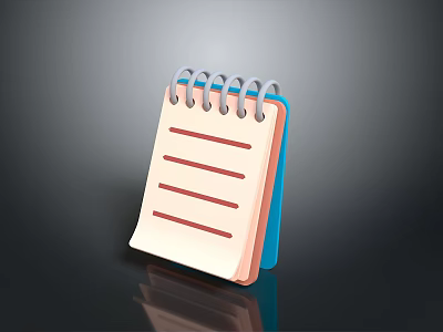 Spiral Bound Notebook with Red Lined Pages for Daily Use Essentials 3d model