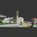 Detailed Miniature Village Model With Red Roof Houses Church Green Grass And Stone Paths