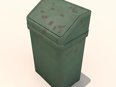 Green Rectangular Trash Bin With Lid And Spotted Surface For Home And Office Use 3d model