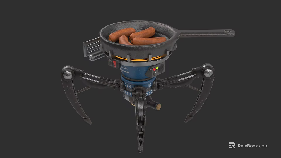 Portable Outdoor Cooking Pan with Durable Stand for Sausage Preparation 3d model 