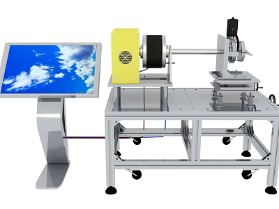 Industrial Equipment Featuring Digital Display Screen And Mechanical Component On Mobile Metal Stand 3d model