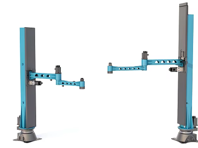 Blue Industrial Mechanical Arm Equipment With Adjustable Column And Movable Arm Structure 3d model