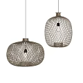 Two Modern Woven Pendant Lights With Spherical Shape And Minimalist Design 3d model