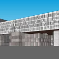 Modern Architectural Building With Glass Curtain Walls And Geometric Structures
