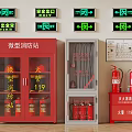 Complete Fire Safety Equipment Setup Including Mini Station Extinguishers Hoses And Exit Signs 3d model