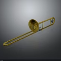 Golden Brass Trombone Musical Instrument with Shiny Finish and Slide Design