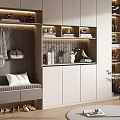 Modern Shoe Cabinet With Storage Seating Hanging Space And Decorative Lighting