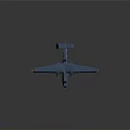 Blue Seaplane Model With Twin Wings Float Landing Gear Detailed Body And Reflection