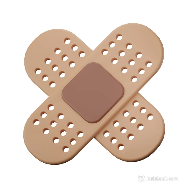 Cross Shaped Medical Adhesive Bandage With Breathable Holes And Absorbent Pad 3d model 