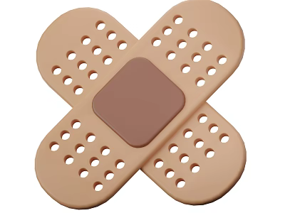 Cross Shaped Medical Adhesive Bandage With Breathable Holes And Absorbent Pad 3d model