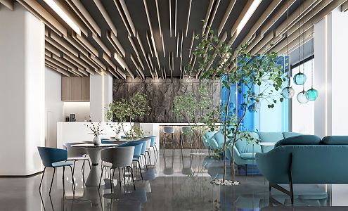 Modern Cafe Reception Hall Water Bar Catering Hall Milk Tea Shop Dessert Shop Dining Table and Chair Combination Card Seat Cafe Card Seat 3d model