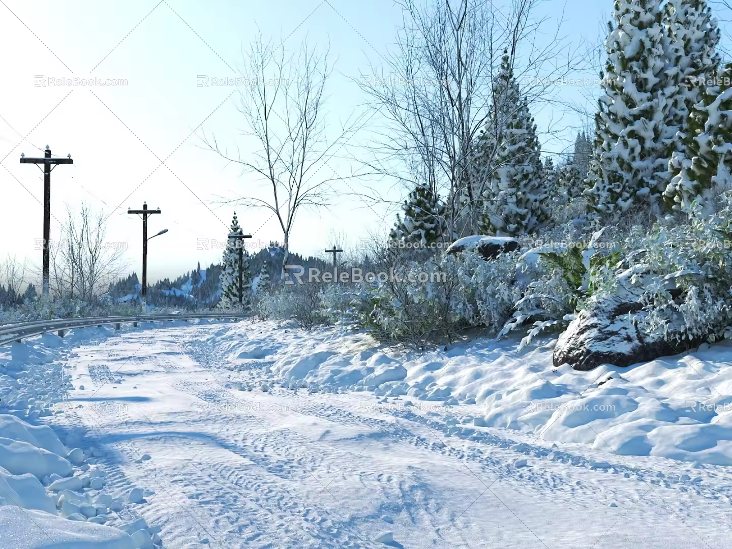 Modern Snow Scene Snow Scene Winter 3d model
