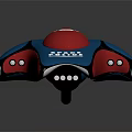 Space Patrol Vehicle Model In Blue Red And White With Streamlined Design And Glossy Finish