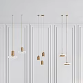 Modern Pendant Lights With Various Designs Displayed On White Wall 3d model