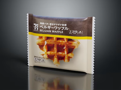 Belgian Waffle Snack Package With Heart Shaped Waffle Image 215g 3d model