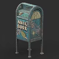 Rustic Teal Roadside Mailbox With Decorative Elements And Mail Delivery Function