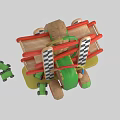 Colorful Wooden Toy Track With Multi Level Structure And Small Toy Cars