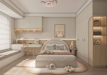 Cream wind children's room daughter room 3d model