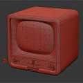 Vintage Square Rustic Television With Old Fashioned Black Screen And Retro Design