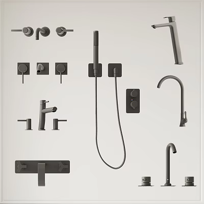 Modern Various Types Bathroom Kitchen Shower Faucets And Fixtures Collection 3d model