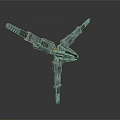 Sci Fi Mechanical Weapon With Black Metal Structure And Multi Barrel Design