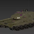 Military Tanks With Green Camouflage Detailed Cannon And Side View Design
