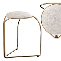 Modern Stool With Gold Metal Curved Legs And Soft Padded Seat Design