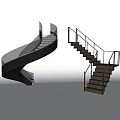 Modern Spiral Staircase Design With Metal Handrail Glass Balustrade And Wooden Steps